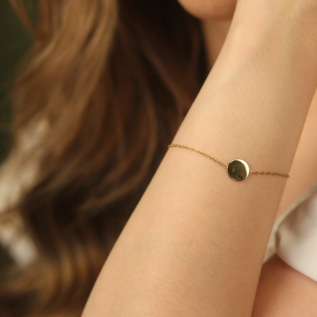 Engravable Blank Disc Bracelet, Handcrafted in 925 sterling silver