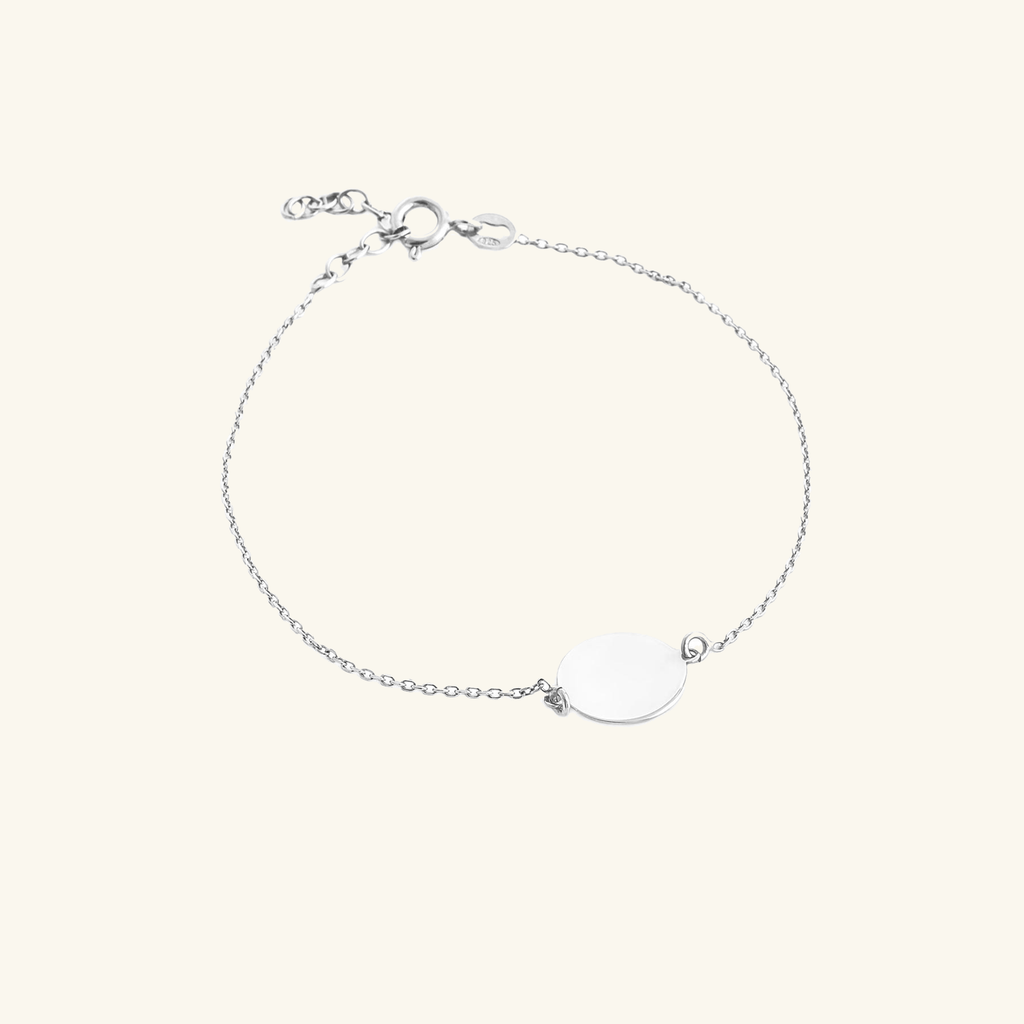 Engravable Blank Disc Bracelet Sterling Silver, Handcrafted in 925 sterling silver