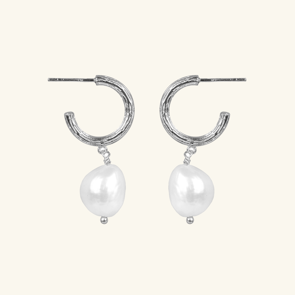 Bold Pearl Drop Earrings Sterling Silver, Handcrafted in 925 sterling silver