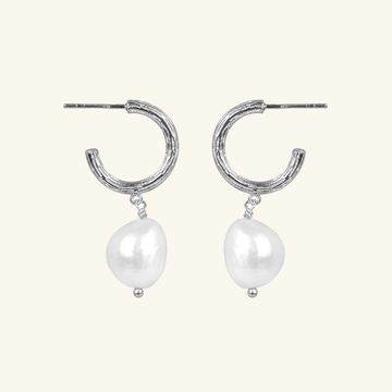 Bold Pearl Drop Earrings Sterling Silver, Handcrafted in 925 sterling silver