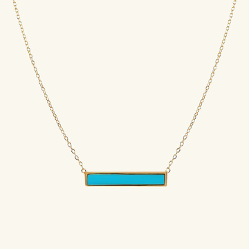 Bar Enamel Necklace Turquoise Enamel, Handcrafted in 925 sterling silver