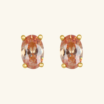 Citrine Oval Studs, Set in 18k Solid Gold