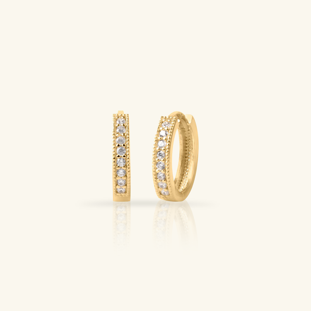 Pavé Mini Hoops, Made in 18k solid gold