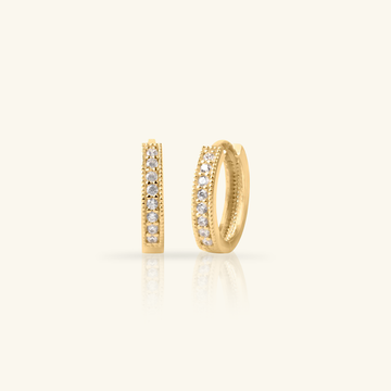 Pavé Mini Hoops, Made in 18k solid gold