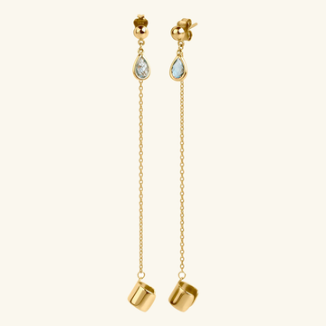 Crystal with Cuff Studs, Made in 14k solid gold