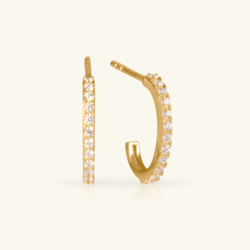 Pavé Midi Hoops, Made in 14k solid gold