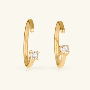 Reversible Solo Huggie Hoops, Made in 14k solid gold
