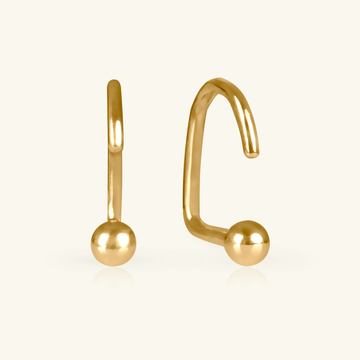Reversible Ball Huggie Hoops, Made in 14k solid gold