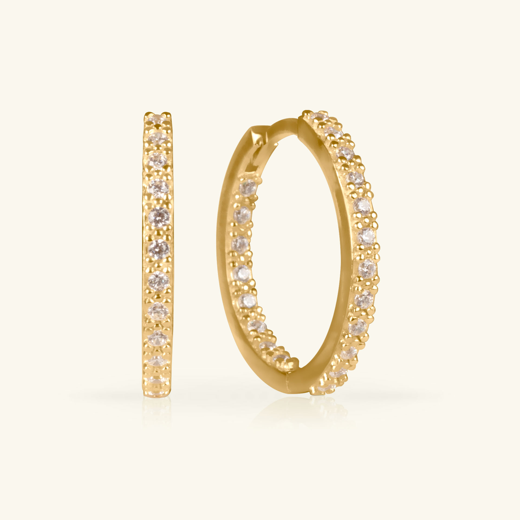 Pavé Inside Out Hoops, Made in 18k solid gold