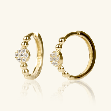 Pavé Flower Hoops, Made in 18k solid gold