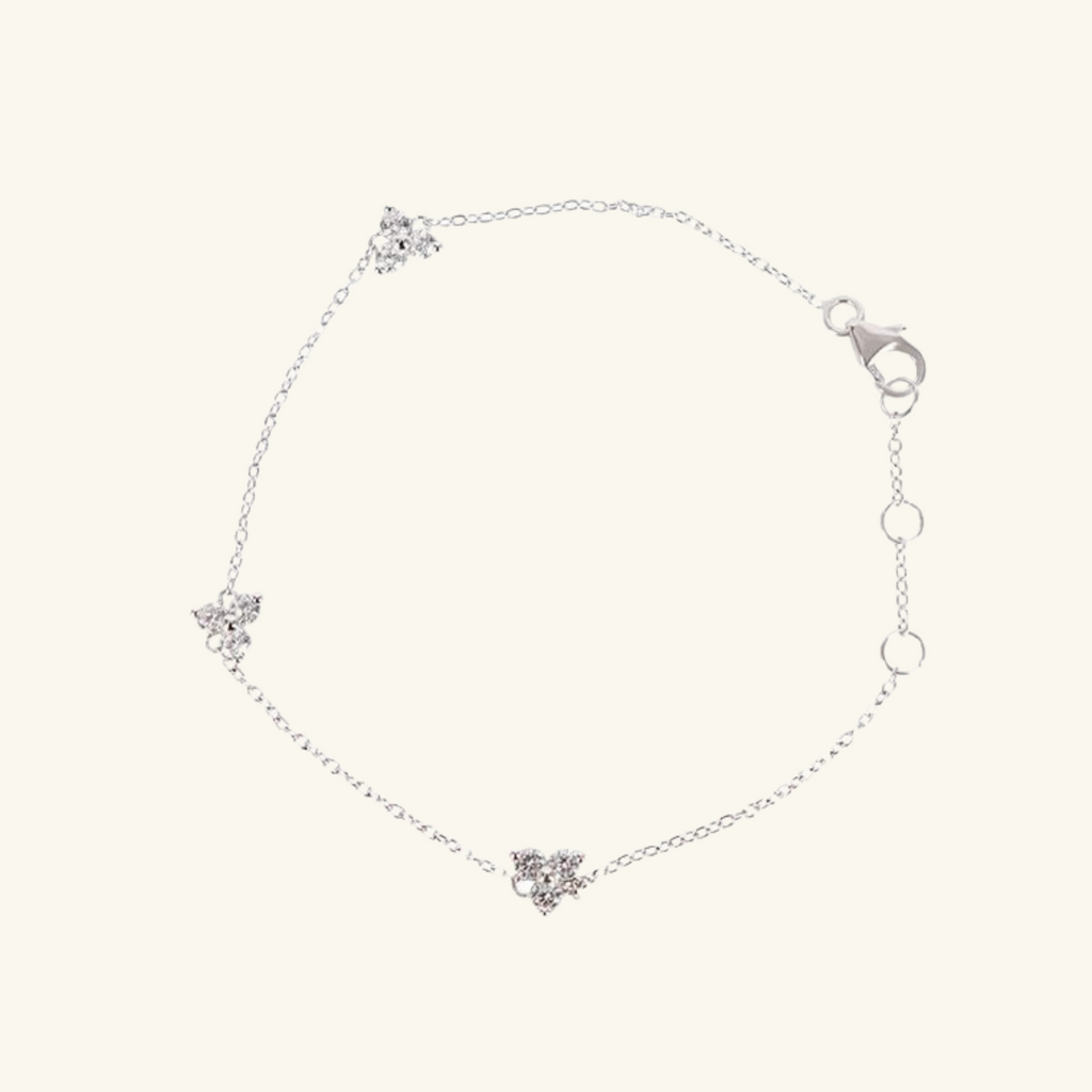 Lotus Station Bracelet, Handcrafted in 925 sterling silver
