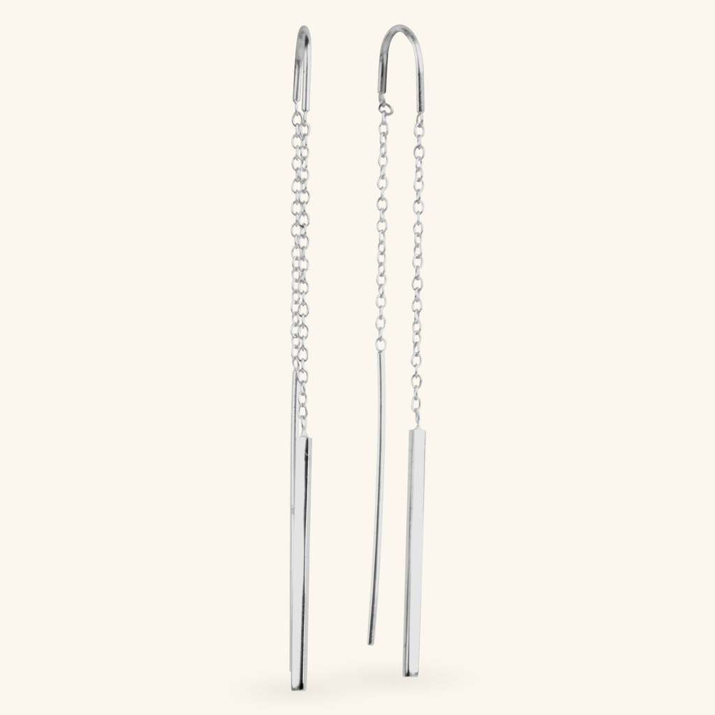 Bar Threader Earrings Sterling Silver, Handcrafted in 925 sterling silver