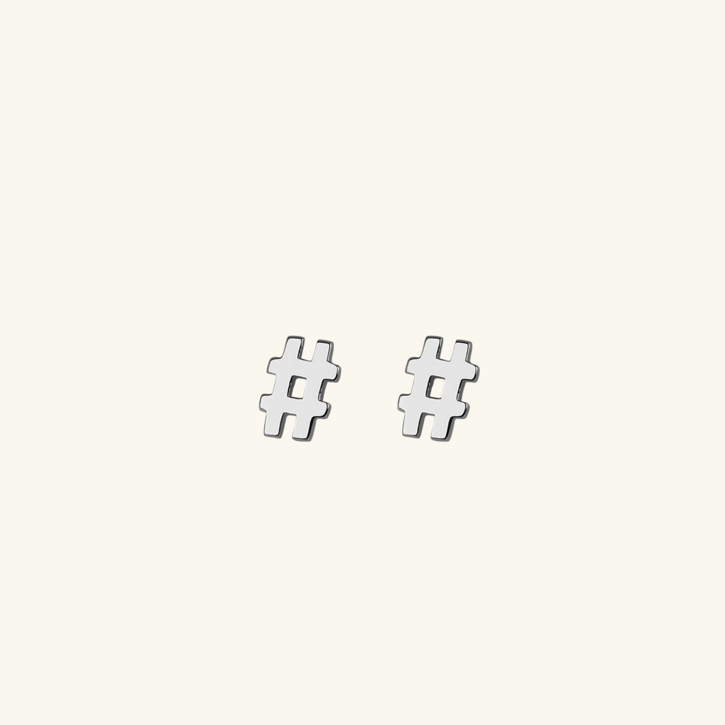 Hashtag Studs, Handcrafted in 925 sterling silver