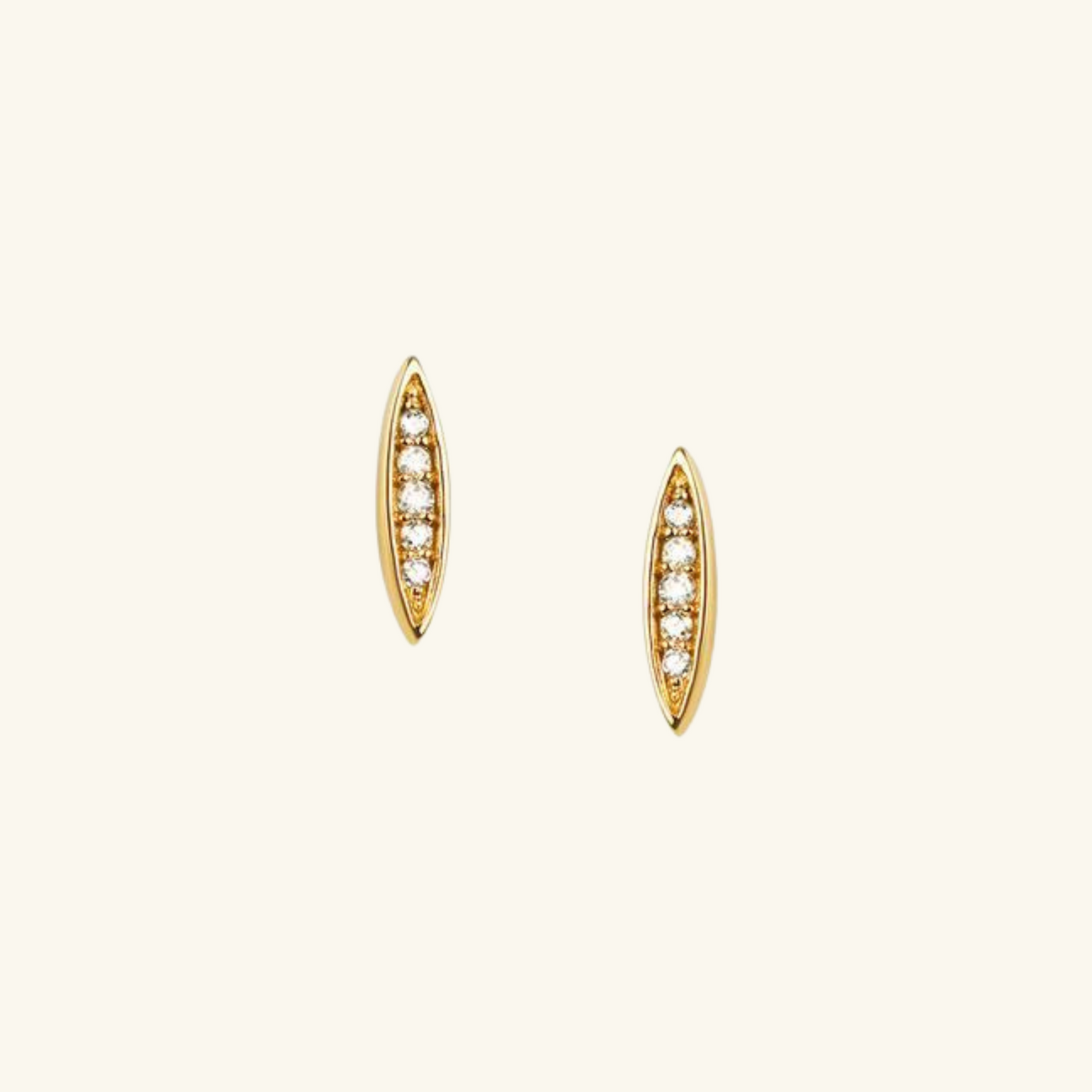 Pavé Pointed Oval Studs, Handcrafted in 925 Sterling Silver