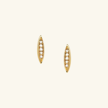 Pavé Pointed Oval Studs, Handcrafted in 925 Sterling Silver