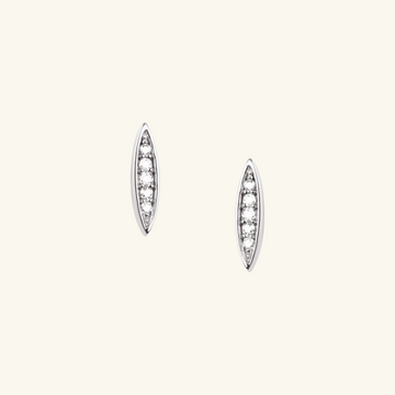 Pavé Pointed Oval Studs Sterling Silver, Handcrafted in 925 sterling silver