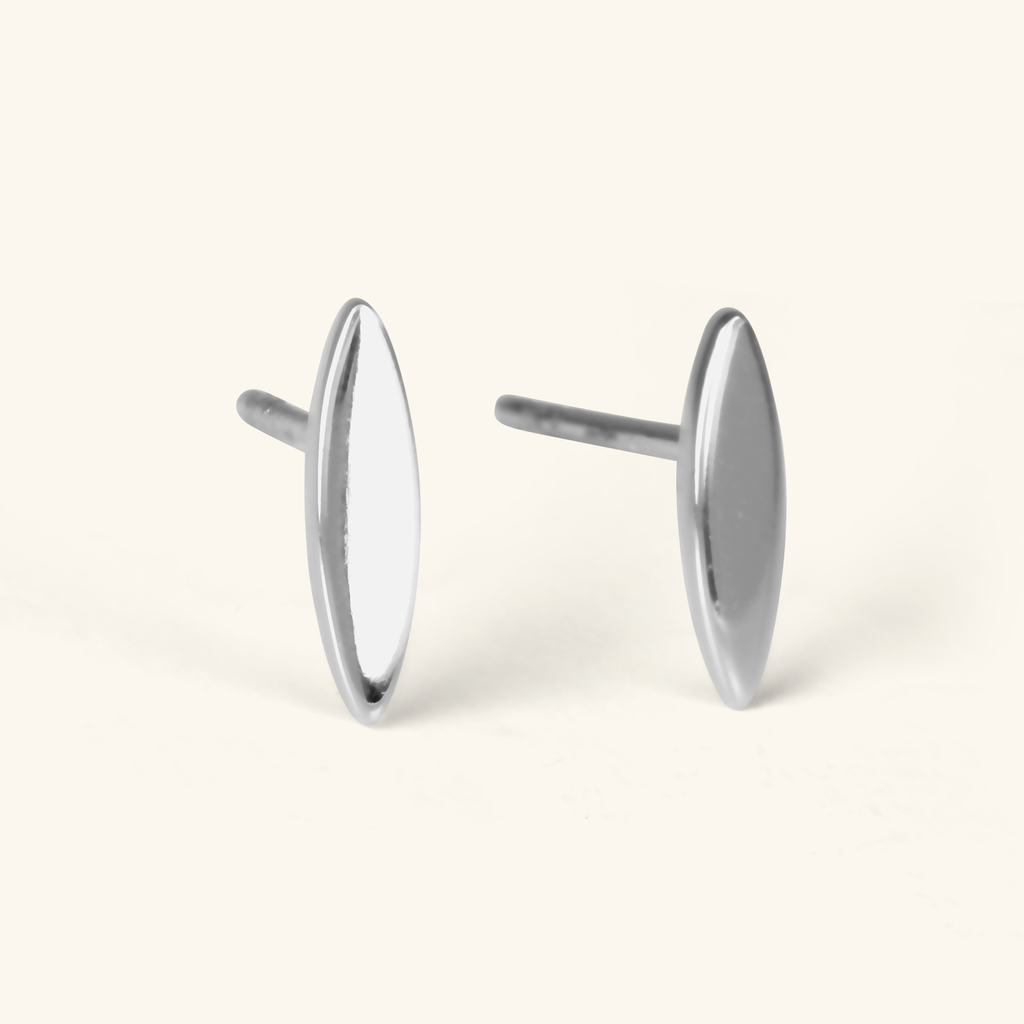 Pointed Oval Studs Sterling Silver, Handcrafted in 925 sterling silver