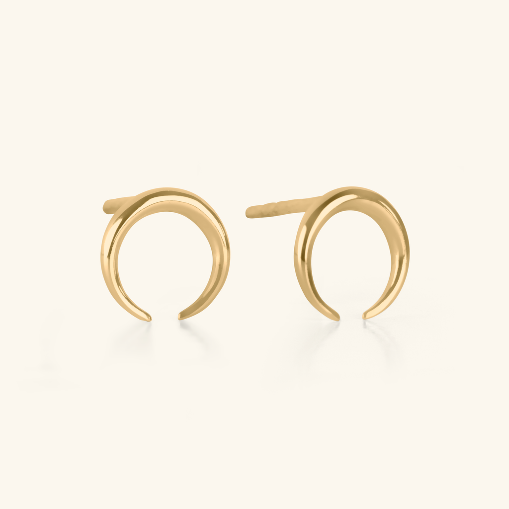 Crescent Horn Studs, Handcrafted in 925 sterling silver