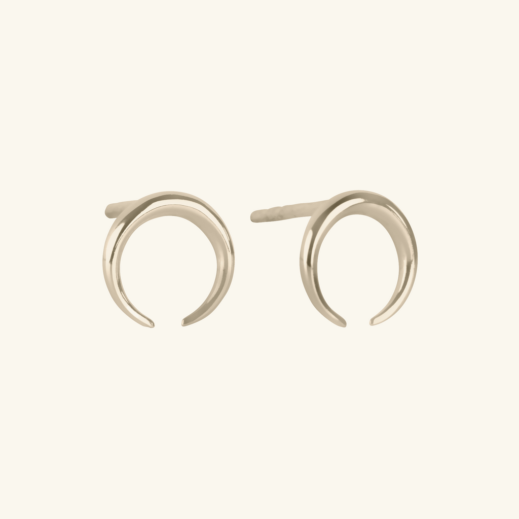 Crescent Horn Studs Sterling Silver, Handcrafted in 925 sterling silver