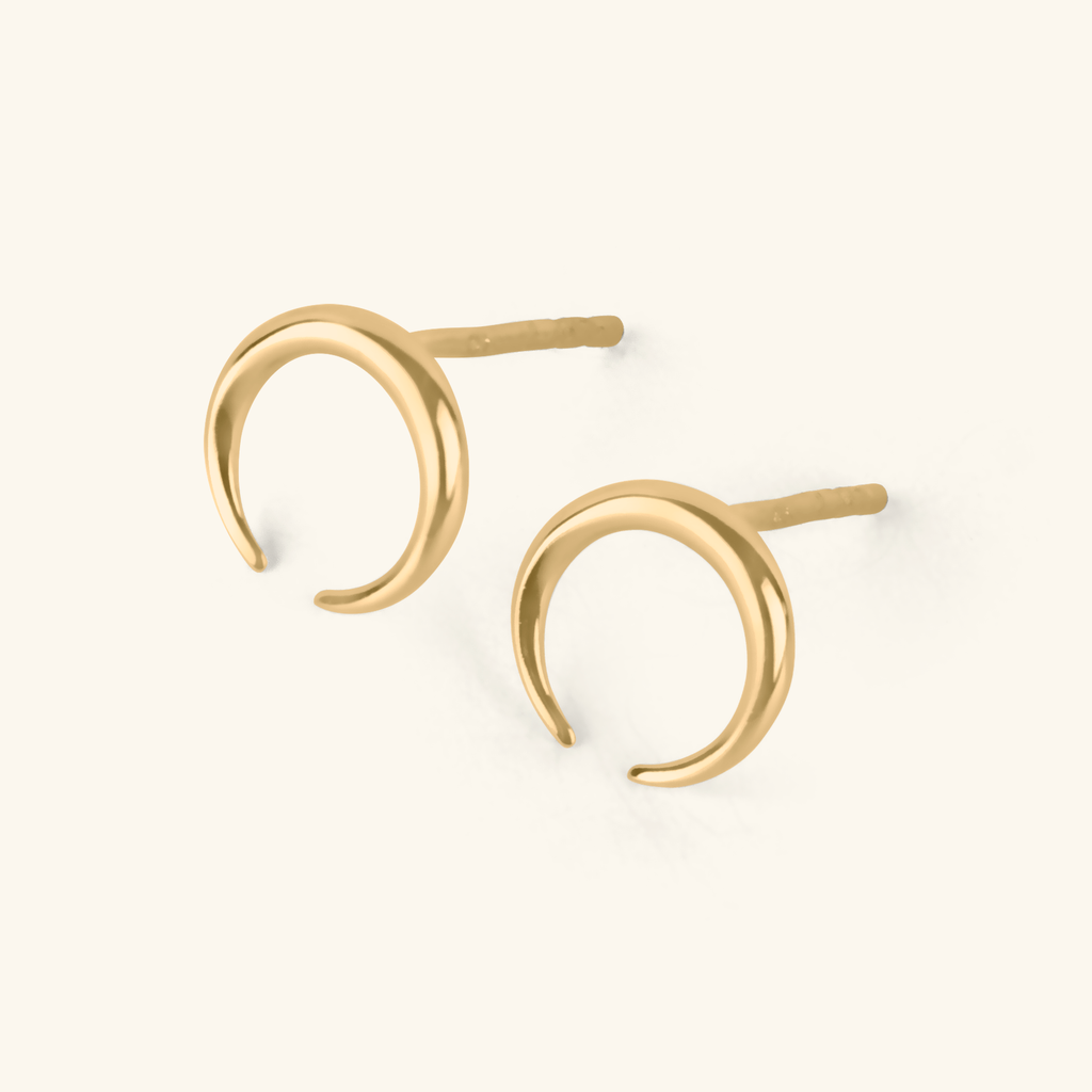 Crescent Horn Studs, Handcrafted in 925 sterling silver