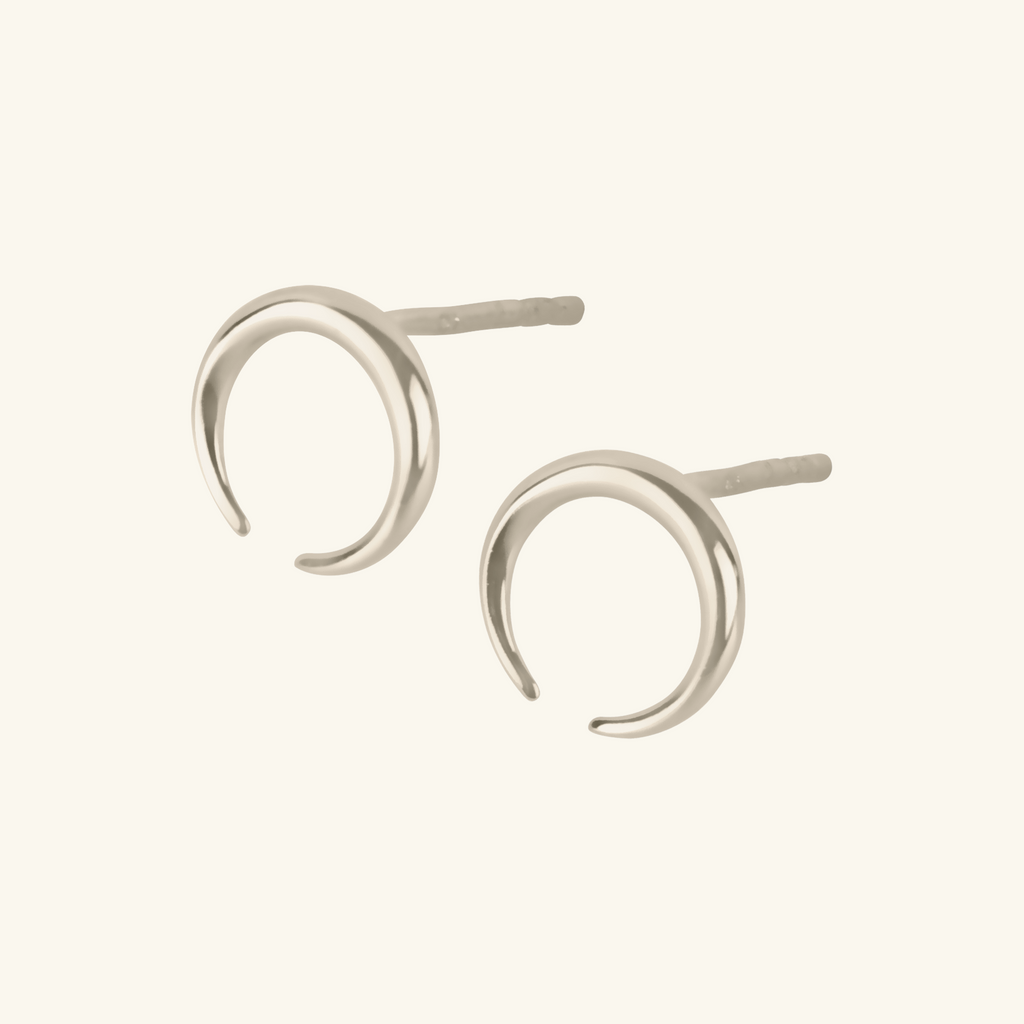 Crescent Horn Studs Sterling Silver, Handcrafted in 925 sterling silver