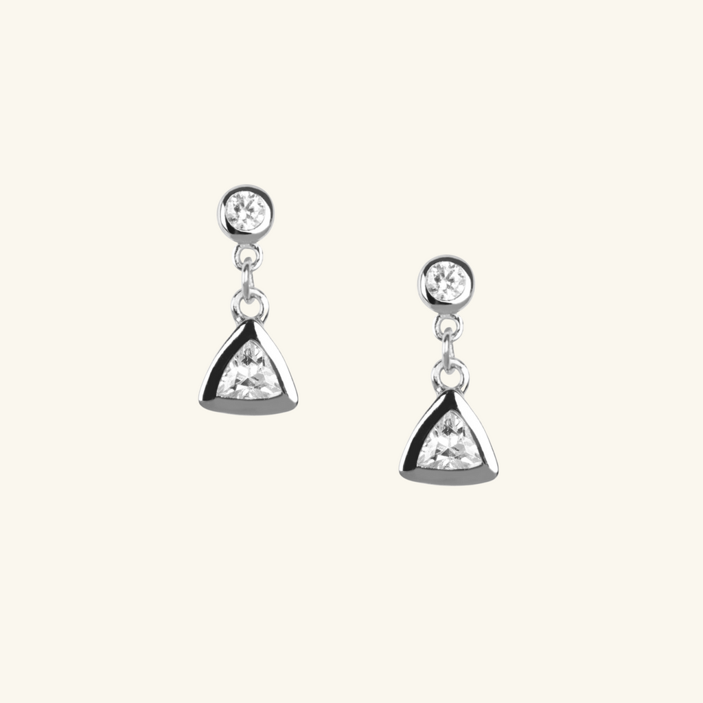 Triangle Drop Earrings Sterling Silver,Handcradted in 925 Sterling Silver