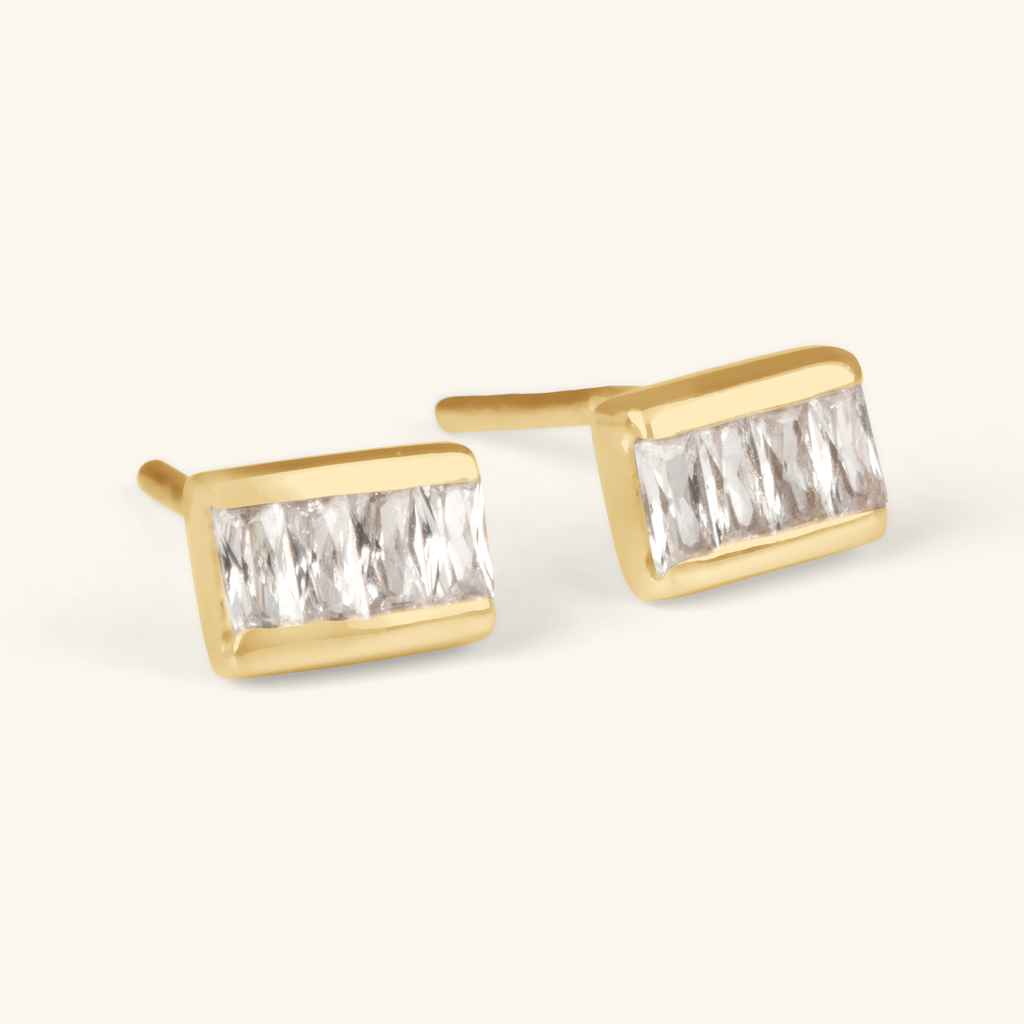 Square Bar Studs,Handcrafted in 925 Sterling Silver