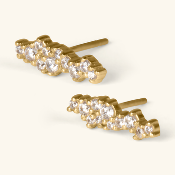 Cluster Bar Studs, Handcrafted in 925 sterling silver
