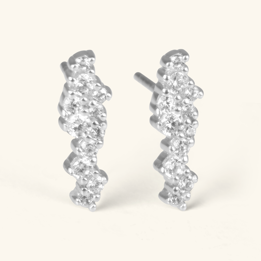 Cluster Bar Studs Sterling Silver, Handcrafted in 925 sterling silver
