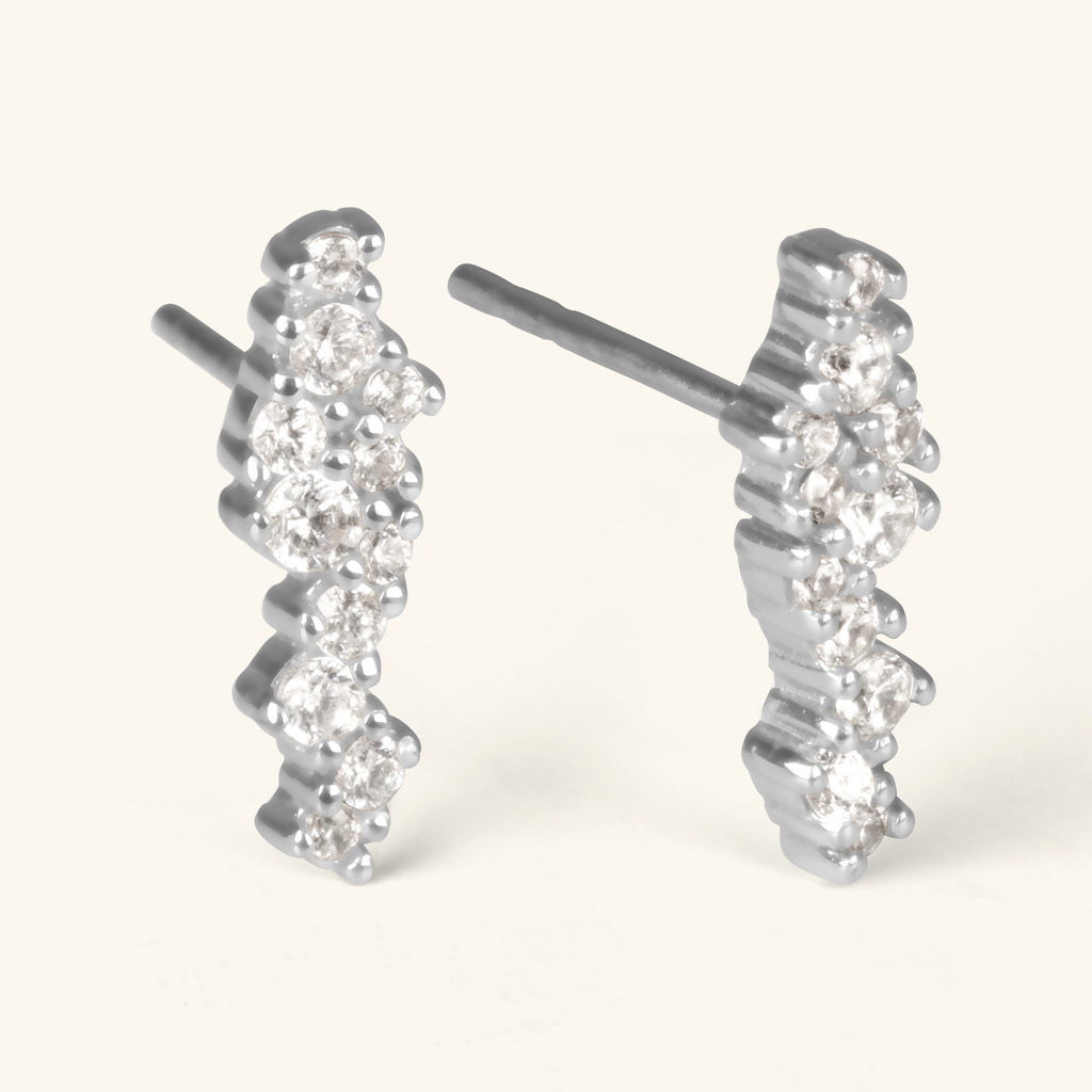 Cluster Bar Studs Sterling Silver, Handcrafted in 925 sterling silver