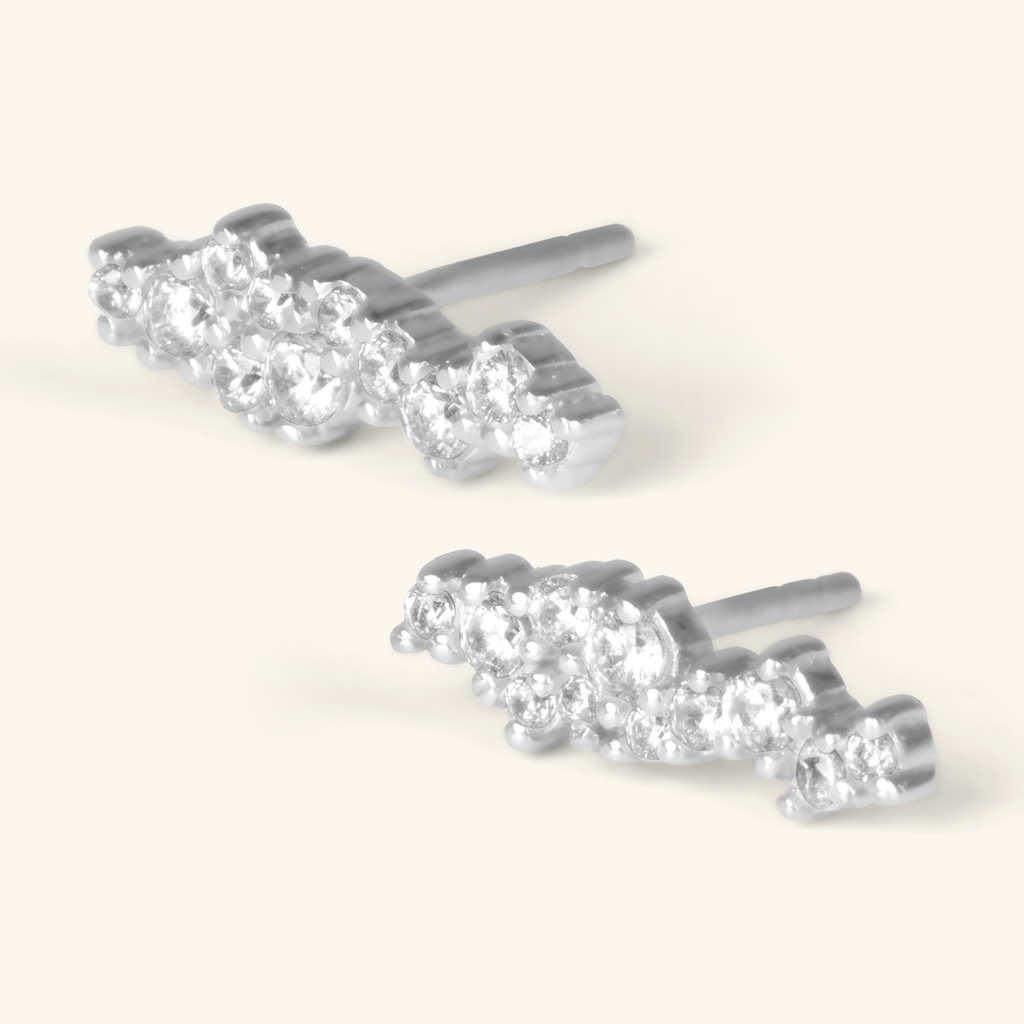 Cluster Bar Studs Sterling Silver, Handcrafted in 925 sterling silver