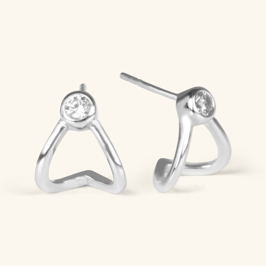Wishbone Studs Sterling Silver,Handcrafted in 925 Sterling Silver