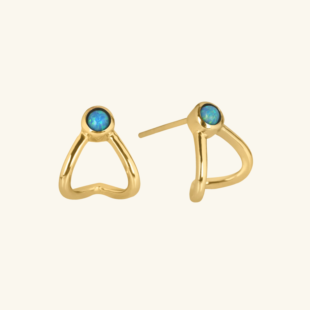 Wishbone Opal Studs,Hancrafted in 925 Sterling Silver