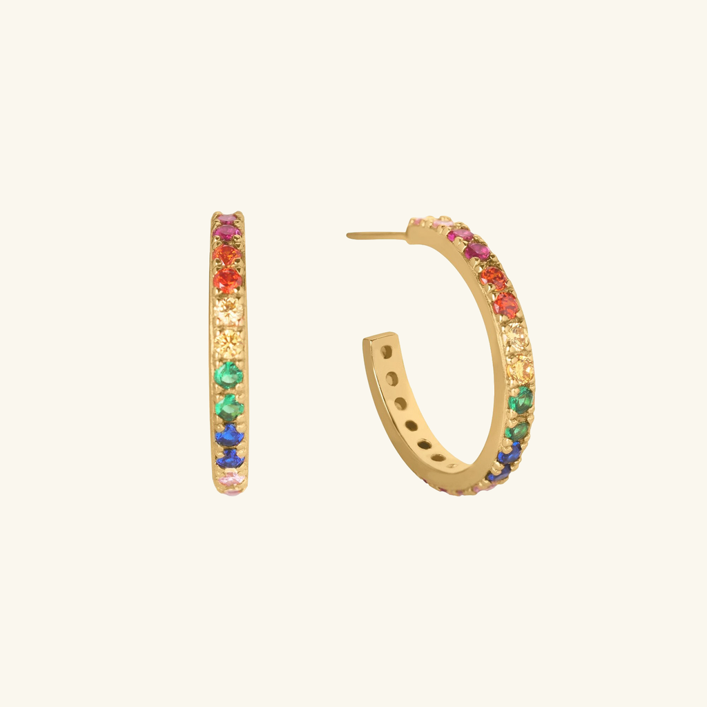 Rainbow Midi Hoops, Handcrafted in 925 sterling silver