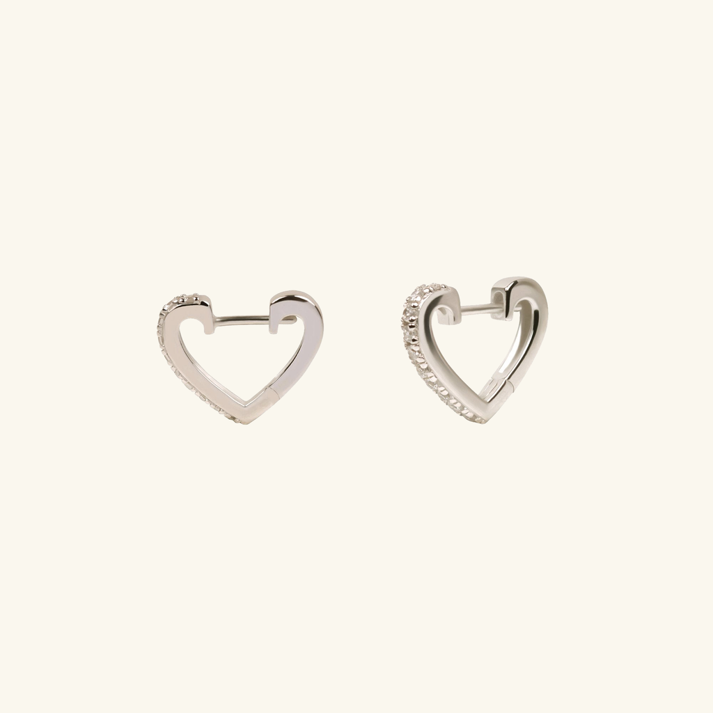 Pavé Heart Hoops, Handcrafted in 925 sterling silver