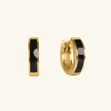Enamel Mini Hoops in Black, Handcrafted in 925 sterling silver