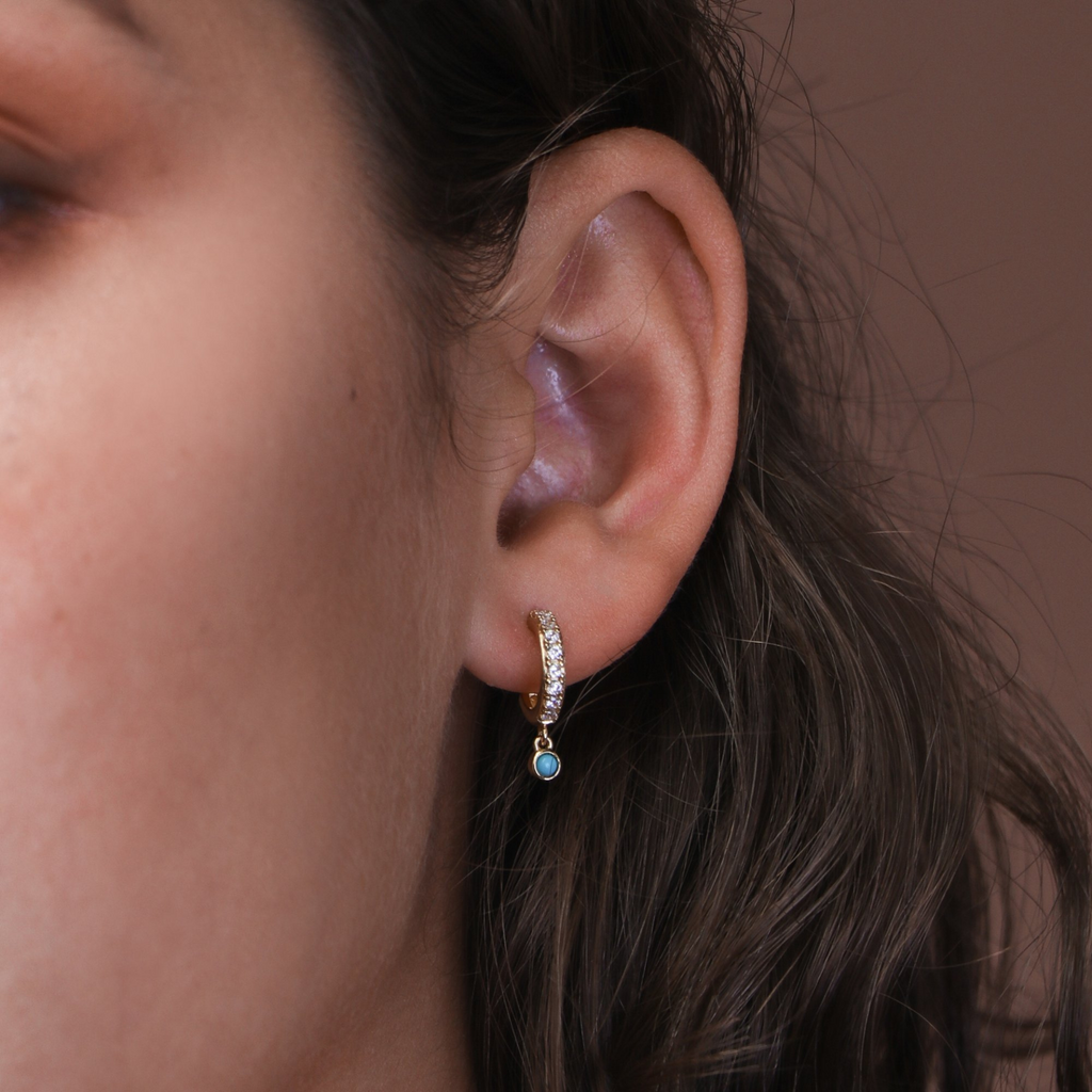 Pavé Opal Drop Hoops, Handcrafted in 925 sterling silver