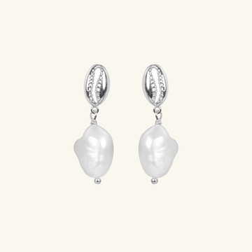 Shell Drop Earrings Sterling Silver,Handcrafted in 925 Sterling Silver