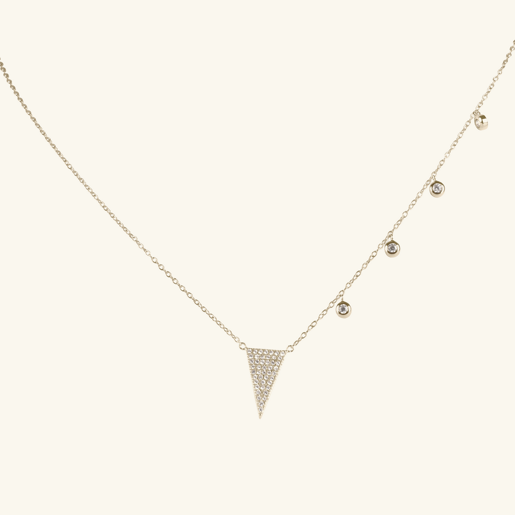 Triangle & Sphere Necklace Sterling Silver.Handcrafted in 925 Sterling Silver