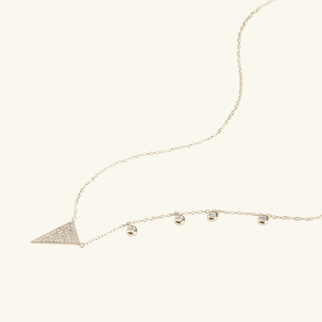 Triangle & Sphere Necklace Sterling Silver.Handcrafted in 925 Sterling Silver