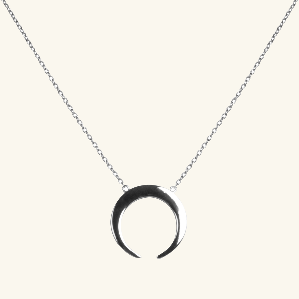 Crescent Horn Necklace Sterling Silver, Handcrafted in 925 sterling silver