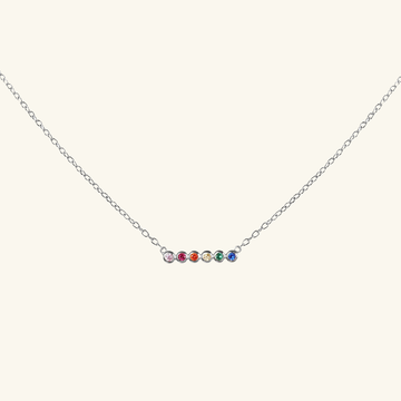 Rainbow Bezel Necklace Sterling Silver, Handcrafted in 925 sterling silver