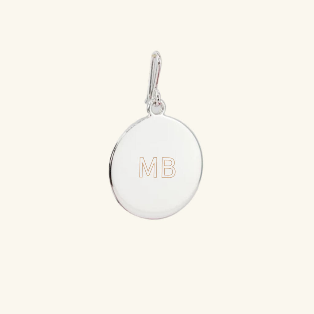Engravable Disc Hook Charm Pendant Sterling Silver, Handcrafted in 925 sterling silver