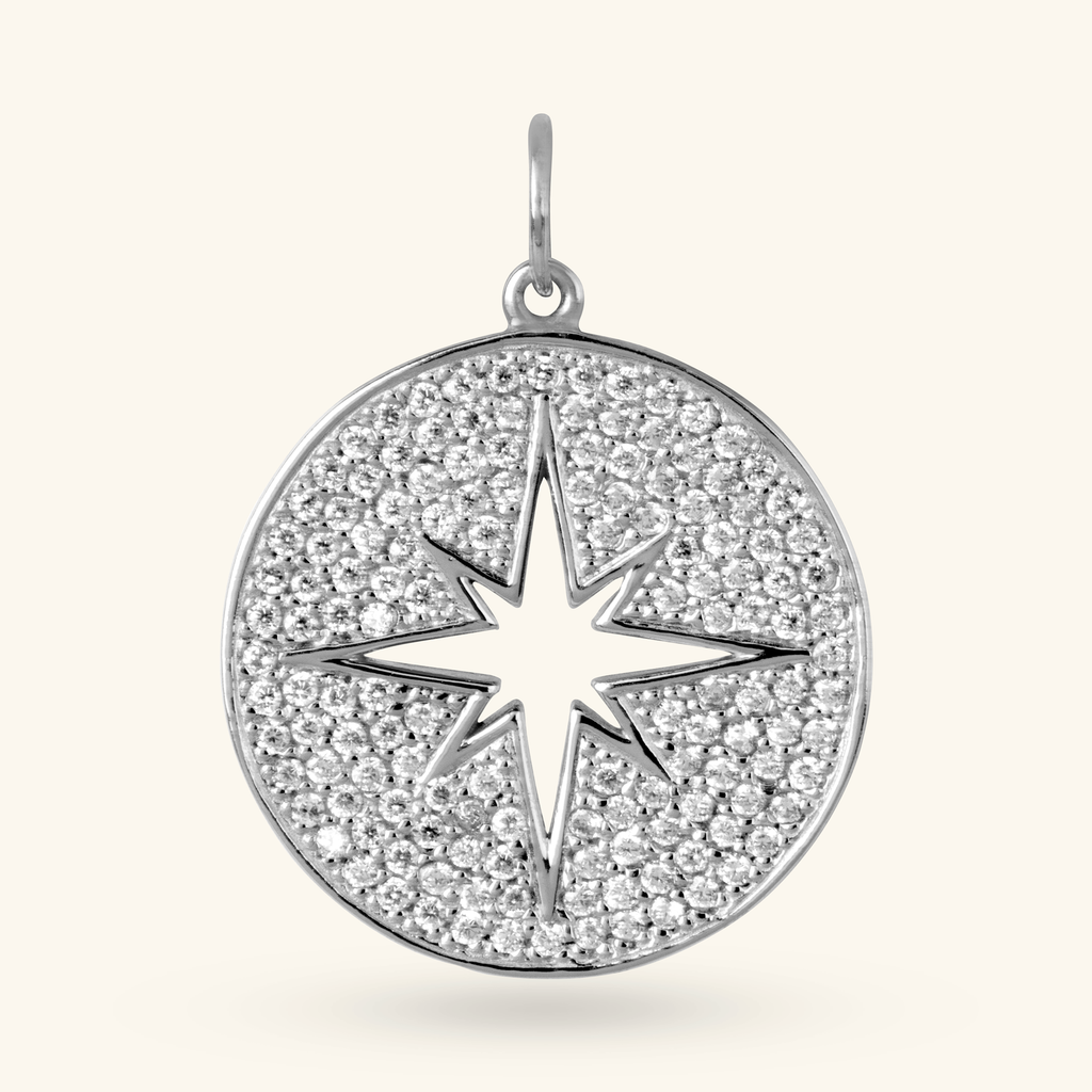 Pavé Northstar Charm Sterling Silver, Handcrafted in 925 sterling silver