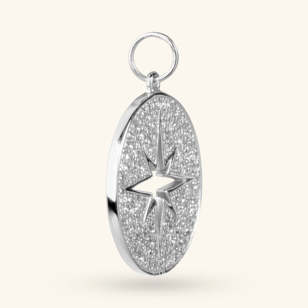 Pavé Northstar Charm Sterling Silver, Handcrafted in 925 sterling silver