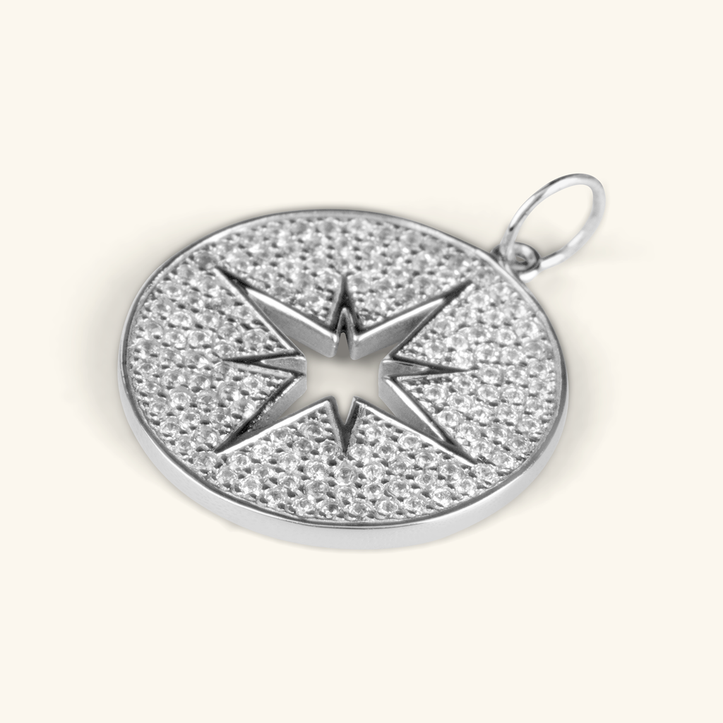Pavé Northstar Charm Sterling Silver, Handcrafted in 925 sterling silver
