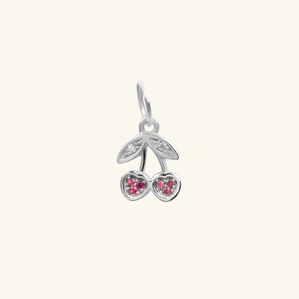 Cherry Charm Pendant Sterling Silver, Handcrafted in 925 sterling silver