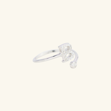 Pavé Initial Ring, Handcrafted in 925 sterling silver