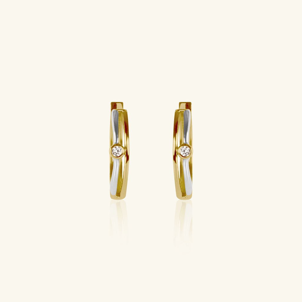 Two Tone Solo Hoops,Made in 18k Solid Gold