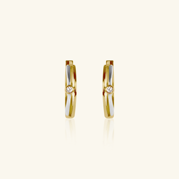 Two Tone Solo Hoops,Made in 18k Solid Gold